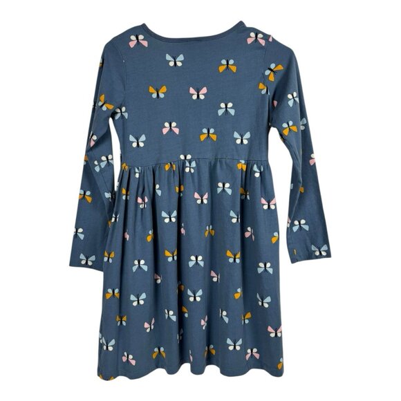 Hanna Andersson Fable Dress 150 Girls 12 Seacloth Blue Cotton Butterflies - Picture 2 of 8